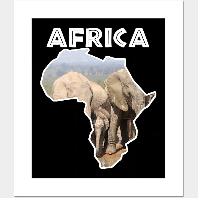 African Wildlife Continent Elephant Drinks Wall Art by PathblazerStudios